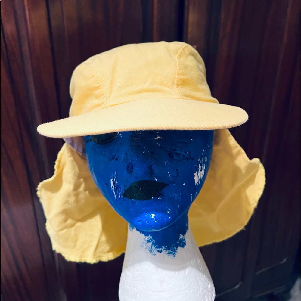 Cute Yellow Sun Hat With Neck Flap, Size L